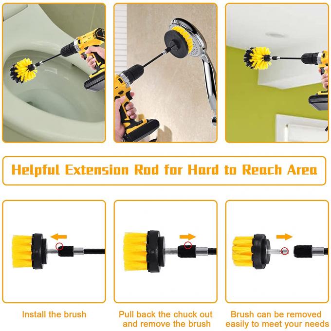 Sustainable Car Cleaning 6Pcs Power Drill Brush Kit 9cm Medium Hard 0