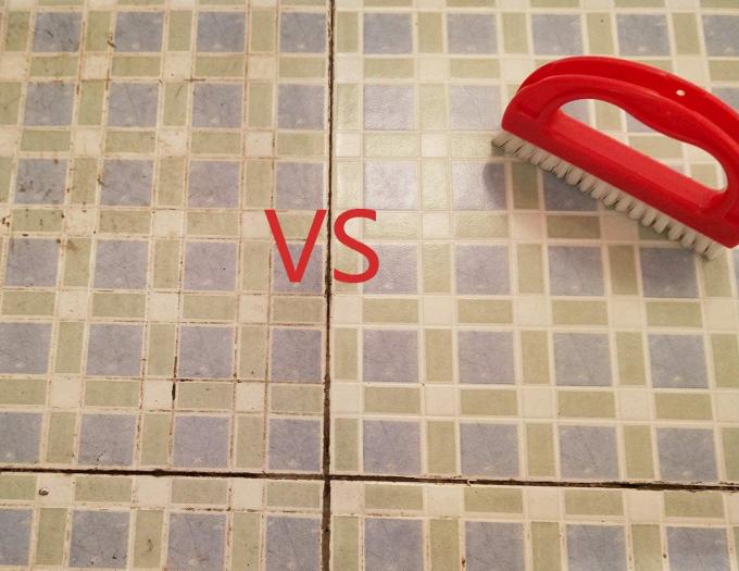 2.1in Red Joint Tile Scrub Brush &lrm;3.5inch Flat Shape Grout Cleaning 1