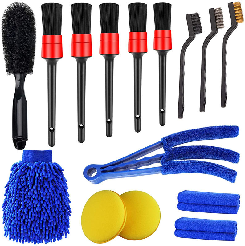 Microfiber 15PCS Tire Interior Car Cleaning Brush Kit Eco Friendly