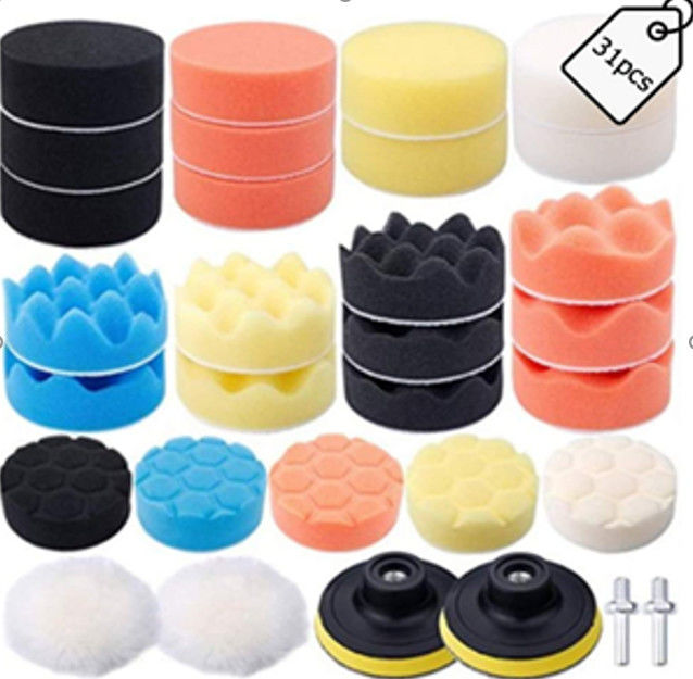 31Pcs 3 Inch Buffing Pads Set For Drill Adapter Car Auto Polisher